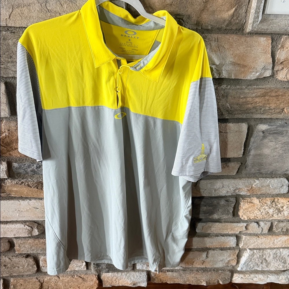 Oakley Men's Polo Shirt in Yellow and Gray